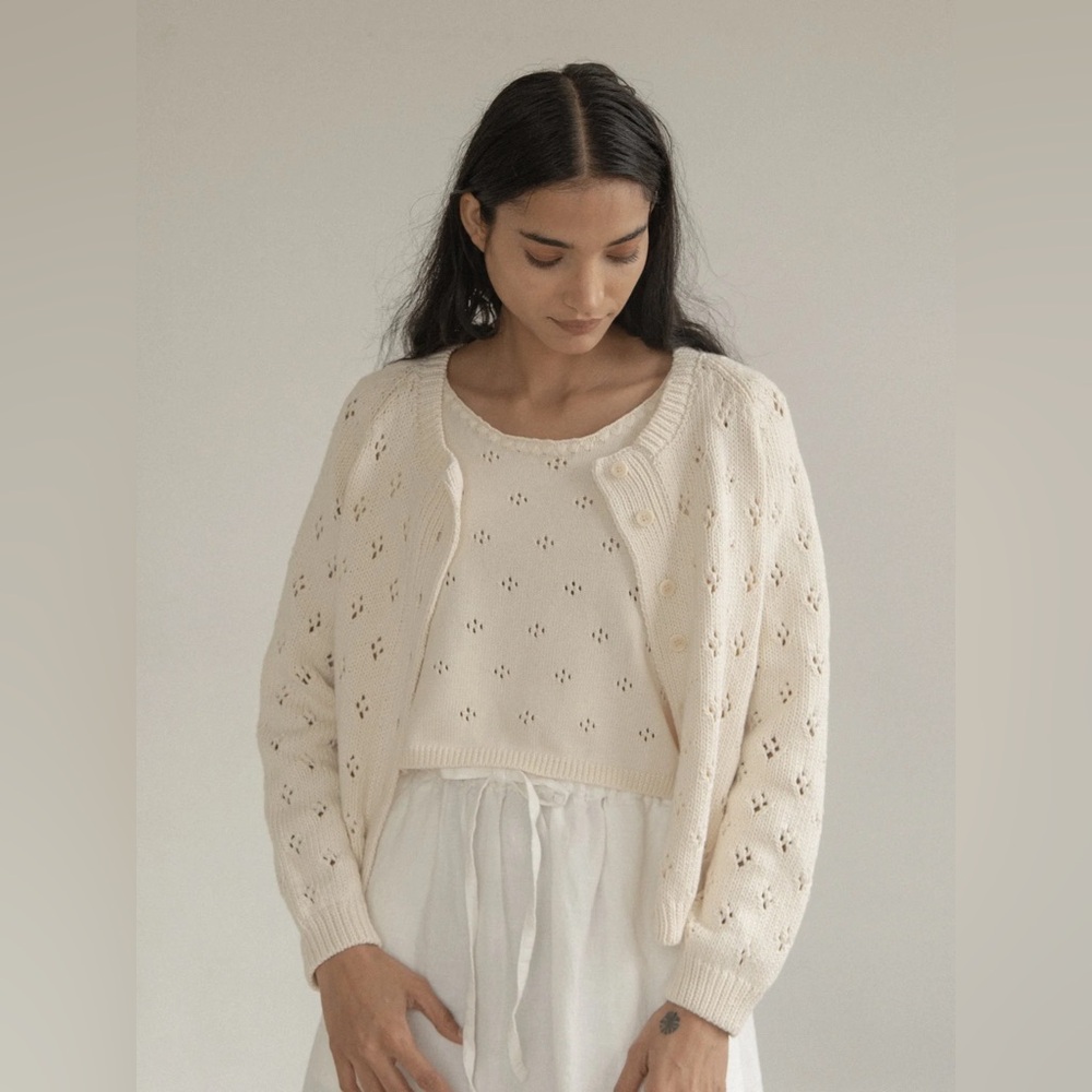 Gillian Stevens Mabel Cardigan in Ivory